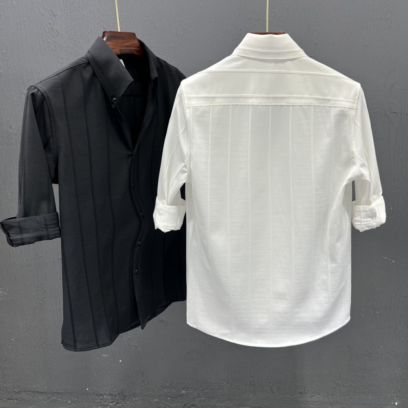 High-grade Striped Short-sleeved Shirt Men's Fashionable Slim-fit Half-sleeved Shirt Summer Fashionable Brand Casual Summer Top